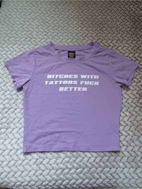 Lavender crop tattoo tee